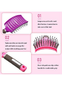 Patelai 4 Pieces Detangling Massage Hair Brushes Curved Vent Hair Brushes Vented Styling Hair Comb Barber Hairdressing Styling Tools For Women Girls Hair Styling 4 Colors  - Image 5