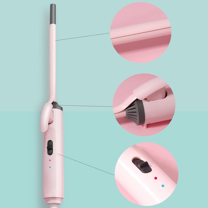 klarako Thin Curling Wand,9mm Small & Thin Curling Tong for Short & Long Hair Ceramic Barrel Hair Curler Curling Wand Hair Curler Fine Constant Temperature Conditioning 360° Rotation Curling Iron(#3) #3 - Image 3