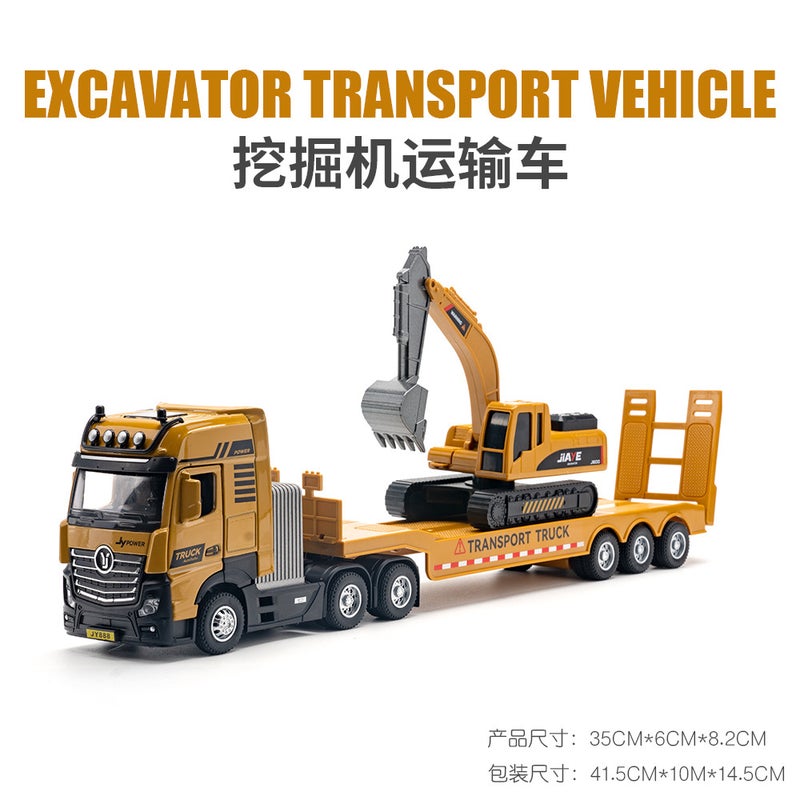 Military Engineering Vehicle Toy Model 1:50 Alloy VB50203 flatbed truck towing excavator machine VB50203 flatbed truck towing excavator machine