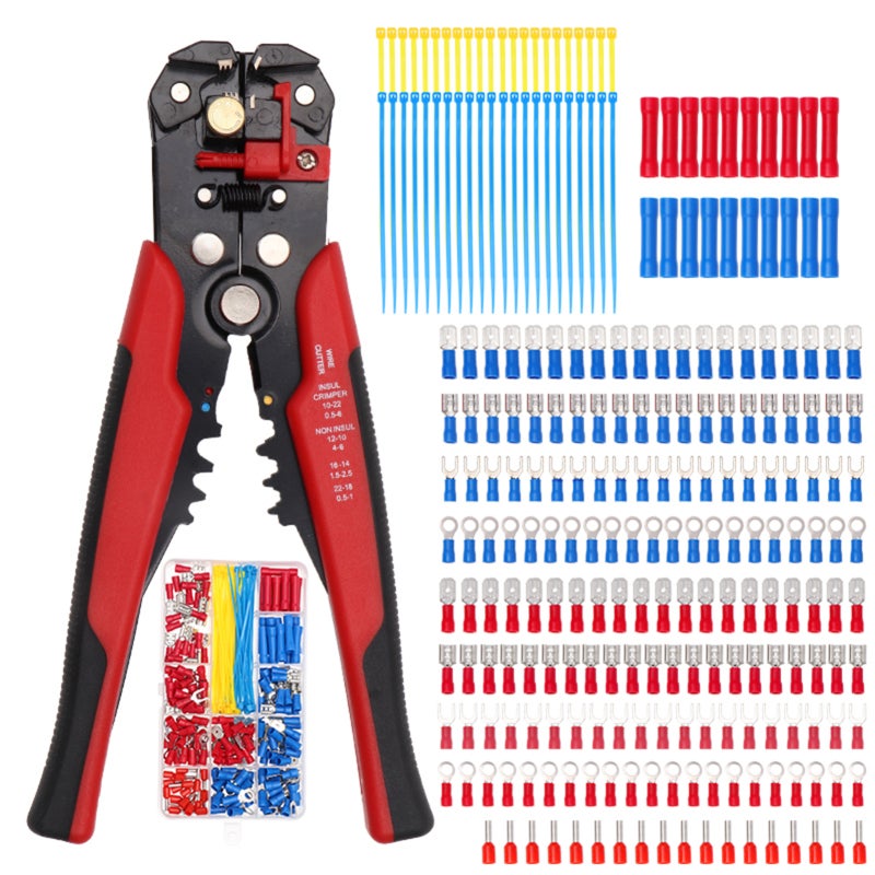 260PCS Crimp Cable Terminals Set Kit Heat Shrink Insulated Wire Electrical Connector Assorted Box with Wire Stripping Pliers Portable - Image 1