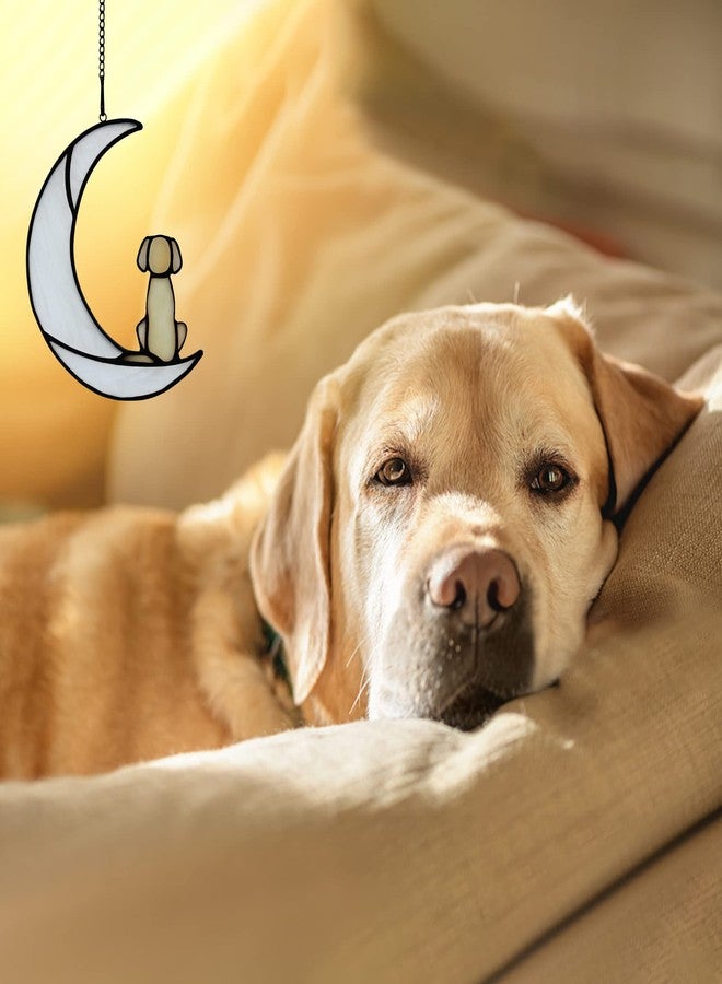 BOXCASA Loss of Dog Sympathy Gift,Stained Glass Dog on Moon for Suncatcher Gifts,Yellow Dog Memorial Gifts for Pet Loss Gifts,Pet Sympathy Gifts for Dogs,Pet Memorial Gifts - Image 4