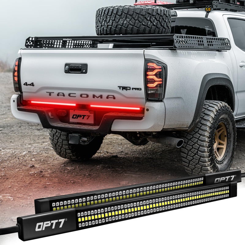 OPT7 شريط إضاءة خلفي LED ثلاثي الصفوف من OPT7 Redline لسيارة تاكومّا مع إشارة انعطاف حمراء متسلسلة مقاوم للعوامل الجوية مصنوع من الألمنيوم الصلب متوافق مع شاحنة تاكومّا الجيل 2 و 3 من 2005 إلى 2023 - Image 2