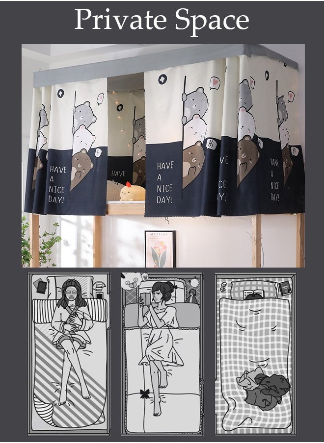 DUNISO Blackout Upper Berth Bunk Bed Curtains Dormitory Room Lightproof Decorative Roommate Privacy Cover Canopy Photo Background Decor Backdrop Blackout Curtain 3 Panels with a Top  - Image 4