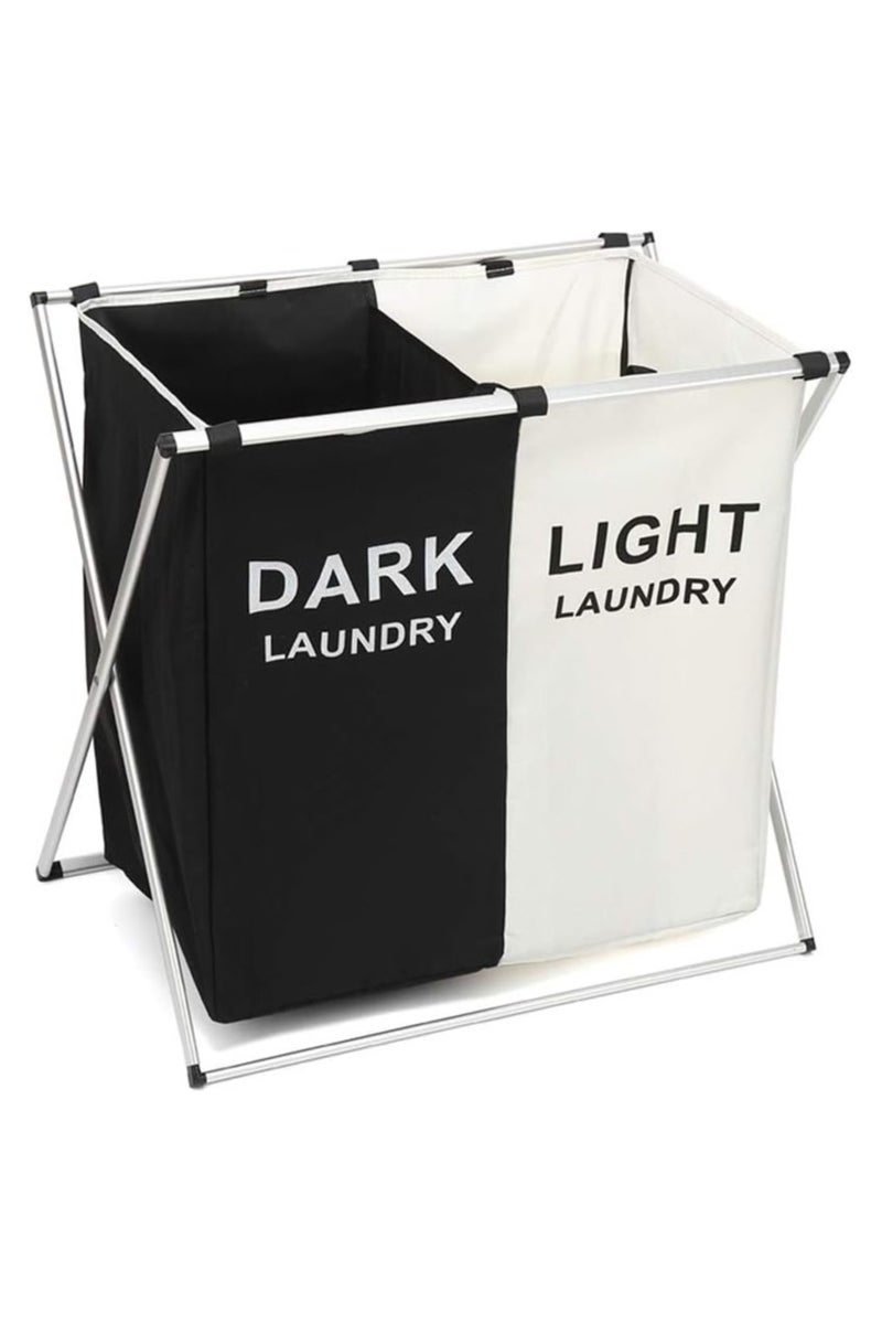 Laundry Basket, Foldable Laundry Hamper Foldable Laundry Basket – Utility Rooms, With 2-3 Compartment-Washing Clothes Hamper Folding Washing Storage Bin Suitable,Removable Laundry Bag - Image 1