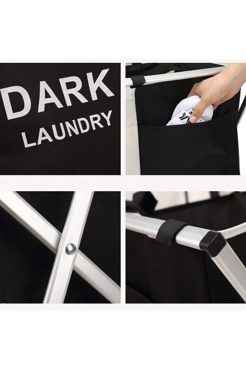 Laundry Basket, Foldable Laundry Hamper Foldable Laundry Basket – Utility Rooms, With 2-3 Compartment-Washing Clothes Hamper Folding Washing Storage Bin Suitable,Removable Laundry Bag - Image 4