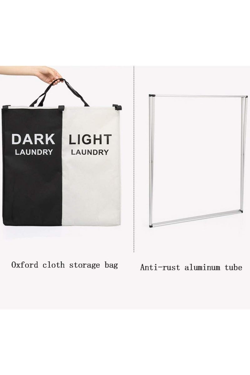 Laundry Basket, Foldable Laundry Hamper Foldable Laundry Basket – Utility Rooms, With 2-3 Compartment-Washing Clothes Hamper Folding Washing Storage Bin Suitable,Removable Laundry Bag - Image 3