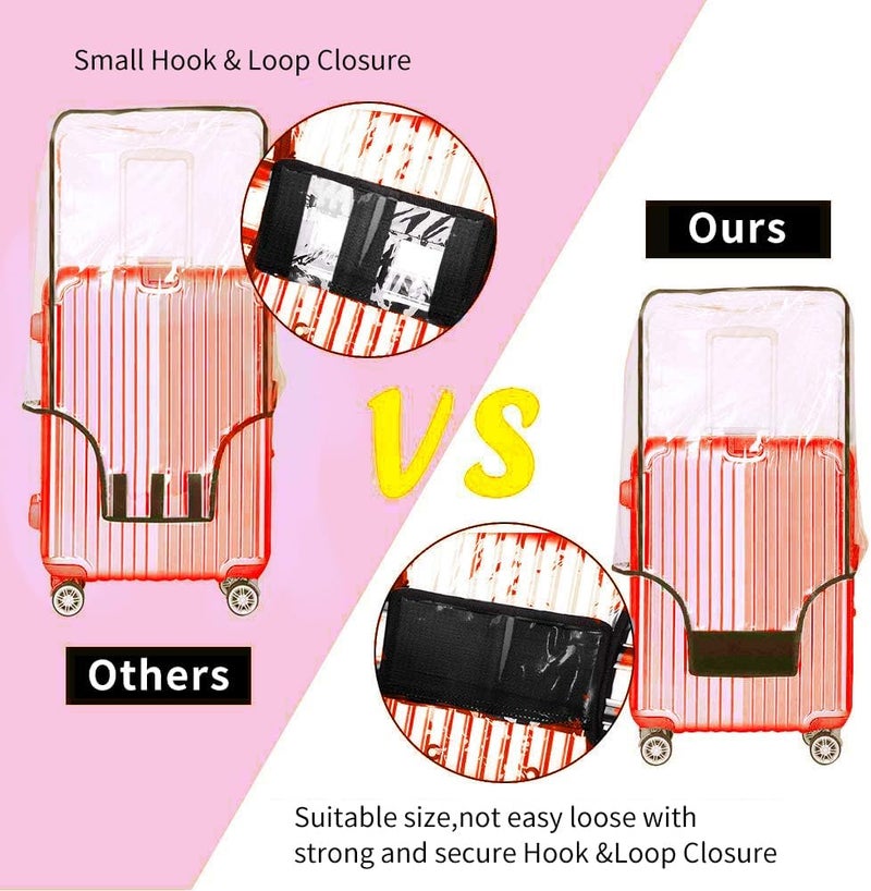 Esholife Luggage Covers for Suitcase Tsa Approved Clear PVC Waterproof Suitcase Covers Luggage Protectors, Black frame, M(22-25inch luggage) - Image 5