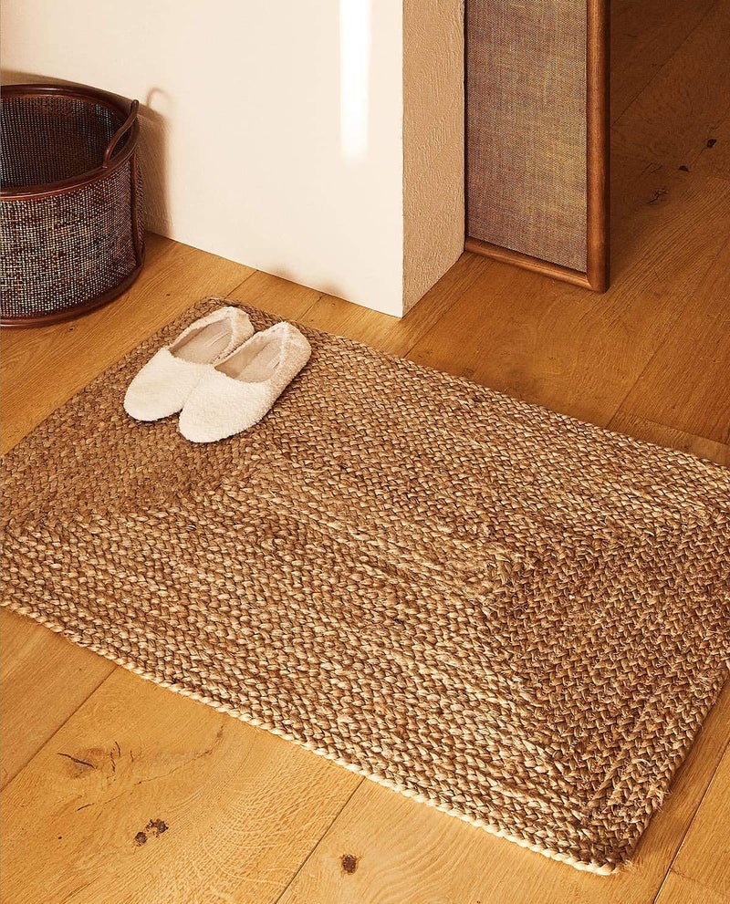 NR HOME STORES NR HOME STORES Natural Anti Slip Floor Jute Door Mat in Home Kitchen Office Entrance Mats for Bathroom Enterance Home Jute Doormats for Living Room Bedroom Size45x70 3pcs  - Image 1