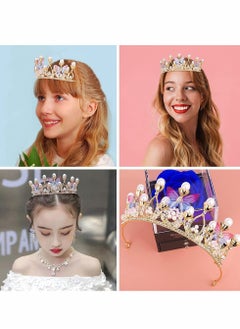 Excefore Princess Crown Tiara Crown 3Pcs Crystal Crown for Girl Gold Kid Birthday Tiaras with Rhinestone Headpieces Accessories for Girls Wedding Prom Costume Party Princess Birthday Party Prom Tiara  - Image 3