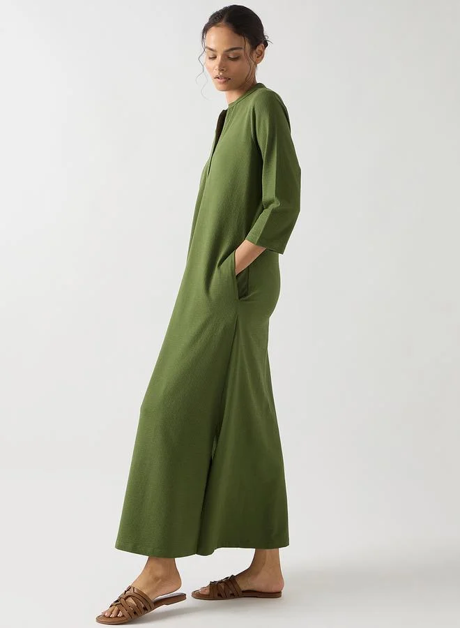 فيميلا فستان طويل محبوك بأكمام بطول 3/4