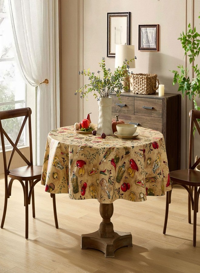 Newbridge Oil and Vinegar Tuscany Print Vinyl Flannel Backed Tablecloth, Olive Oil Bottle Indoor/Outdoor Waterproof Tablecloth, Barbeque, Patio and Kitchen Dining, 70" Zippered Umbrella Round - Image 5