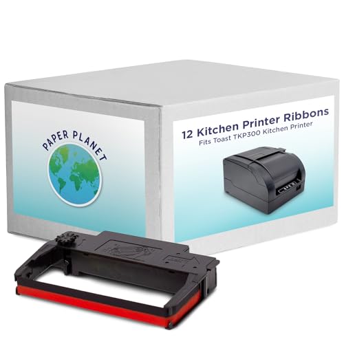 PaperPlanet Red and Black Ink Printer Ribbons for Toast Kitchen Printer by Paper Planet | 12 Ribbons | TKP300 SNBC BTP-M300 - Image 1