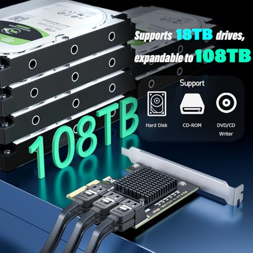 ELECNEXUS 6-Port SATA Expansion Card (PCIe 3.0 x4 to 6Gbps SATA Card), Compatible with Windows/Mac/Linux/NAS (6 Port-PCIE X4) - Image 4