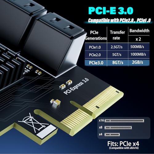 ELECNEXUS 6-Port SATA Expansion Card (PCIe 3.0 x4 to 6Gbps SATA Card), Compatible with Windows/Mac/Linux/NAS (6 Port-PCIE X4) - Image 3