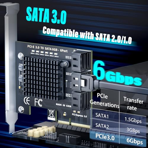 ELECNEXUS 6-Port SATA Expansion Card (PCIe 3.0 x4 to 6Gbps SATA Card), Compatible with Windows/Mac/Linux/NAS (6 Port-PCIE X4) - Image 2