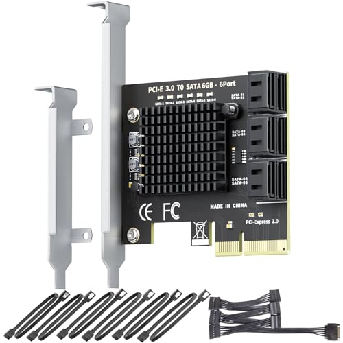 ELECNEXUS 6-Port SATA Expansion Card (PCIe 3.0 x4 to 6Gbps SATA Card), Compatible with Windows/Mac/Linux/NAS (6 Port-PCIE X4) - Image 1