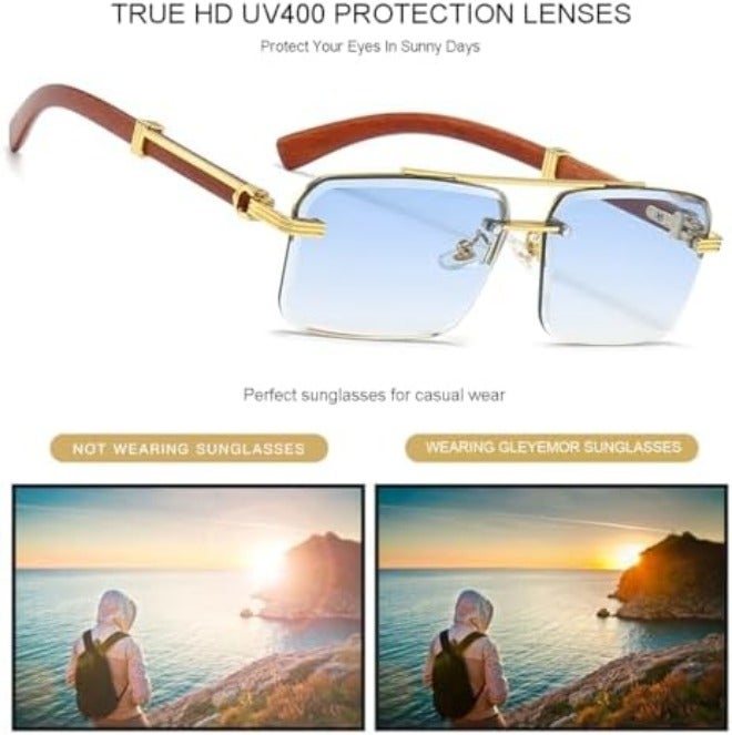 نظارات شمسية رجالية من جلييمور - تصميم حديث بدون إطار بأشكال مستطيلة - Image 5