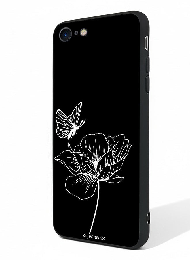 Covernex Apple iPhone 7 Protective Case Cover Printed Featuring Minimalist Butterfly and Bloom Line Art - Image 1