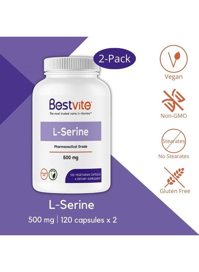 BESTVITE L-Serine 500mg (240 Vegetarian Capsules) (120 x 2) - No Stearates - Vegan - Non GMO - Gluten Free  - Image 3