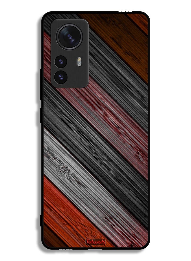 Tolwak Xiaomi 12 Pro Protective Case Cover Colored Wooden Pattern - Image 2