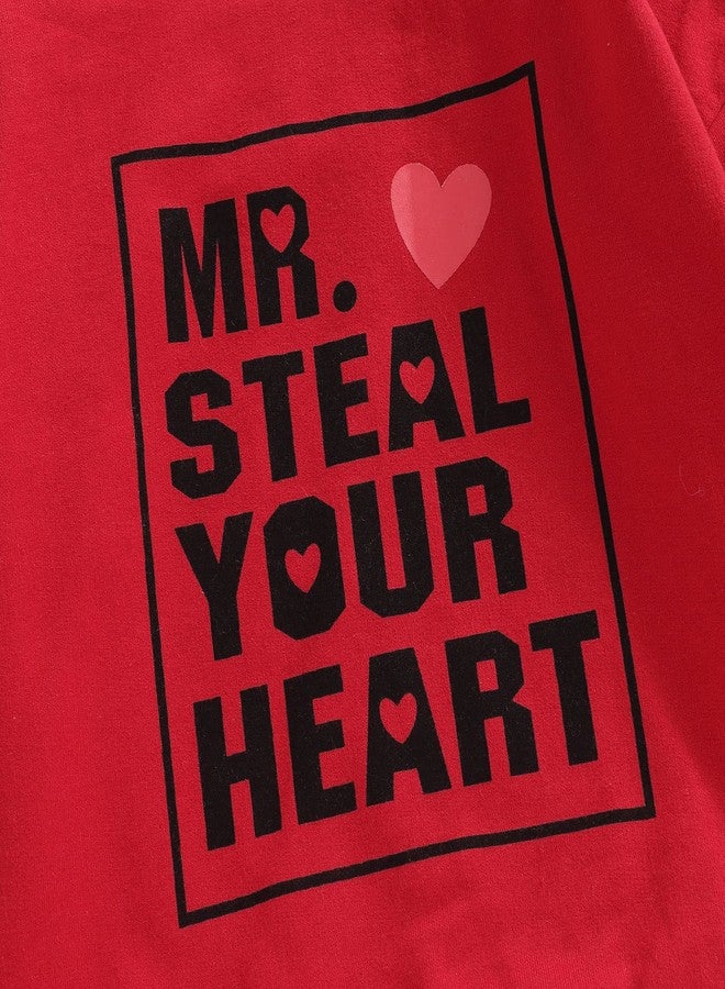 JLKGICF Toddler Baby Girl Boy Valentines Day Outfits MR. Steal Your Heart Sweatshirt Pullover Top Spring Valentines Clothes(Mr. Steal Your Heart Red, 2-3T) - Image 4