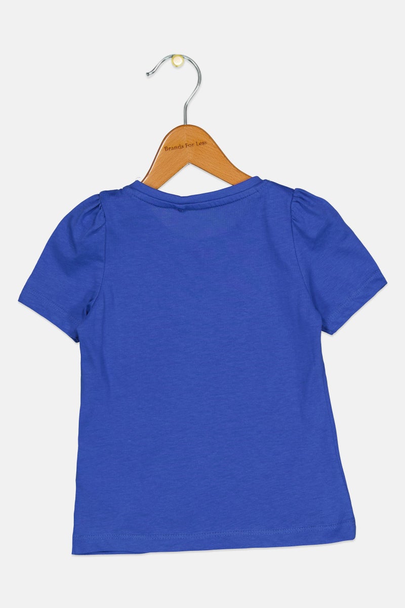 NAME IT Toddlers Girl Crew Neck Graphic Print Short Sleeve T-Shirt, Blue - Image 2