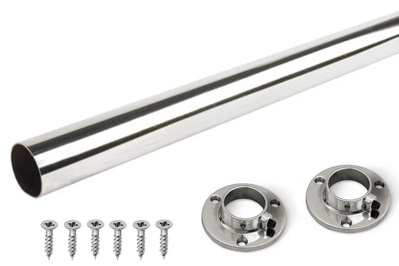 GTV 25mm Round Metal Wardrobe Rail  End Brackets in Various Sizes 995mm