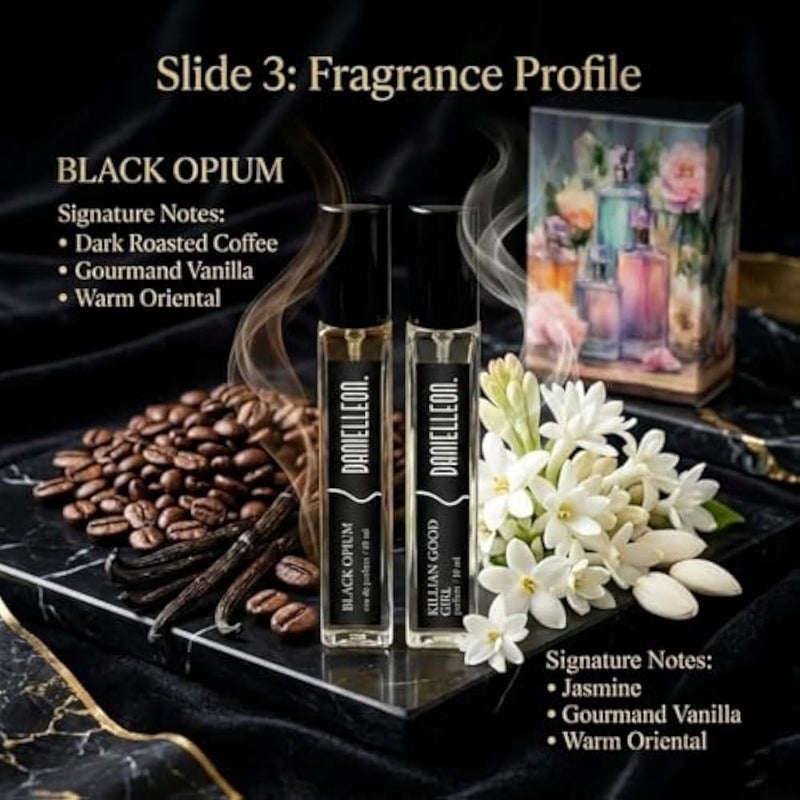 Daniel Leon Women's Perfume Set 2 x 10ml - Black Opium & Kilian Good Girl Inspired Fragrance Duo - Long Lasting Eau de Parfum - Mini Travel Size Luxury Gift Set - Image 3