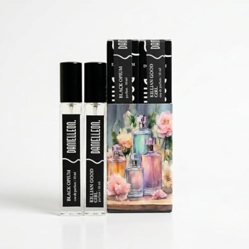 Daniel Leon Women's Perfume Set 2 x 10ml - Black Opium & Kilian Good Girl Inspired Fragrance Duo - Long Lasting Eau de Parfum - Mini Travel Size Luxury Gift Set - Image 1