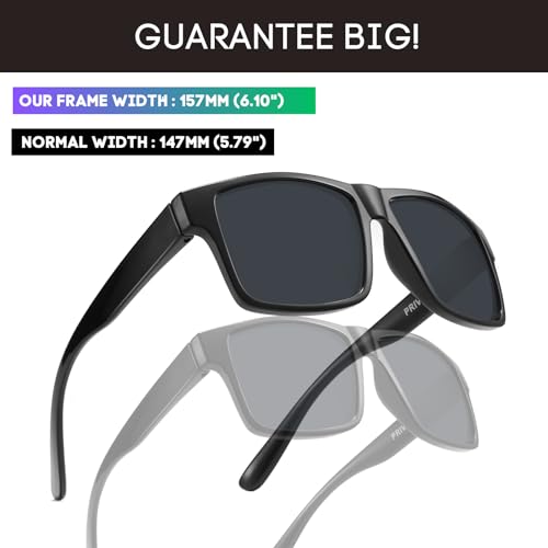 PRIVEL XXL Size Extra Large Square 157MM Polarized Sunglasses for Big Wide Heads Men TR90 Lightweight UV400 Glasses (PMX008P-1) - Image 3