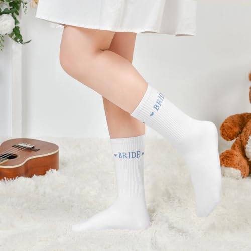Etercycle Bride Socks, White Blue Bride To Be Something Blue Gift, Soft Cotton Bridal Socks For Women Engagement Wedding Bridesmaid Gifts Bachelorette Party Favor Honeymoon Essentials Decorations - Image 4