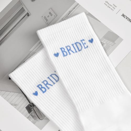 Etercycle Bride Socks, White Blue Bride To Be Something Blue Gift, Soft Cotton Bridal Socks For Women Engagement Wedding Bridesmaid Gifts Bachelorette Party Favor Honeymoon Essentials Decorations - Image 2