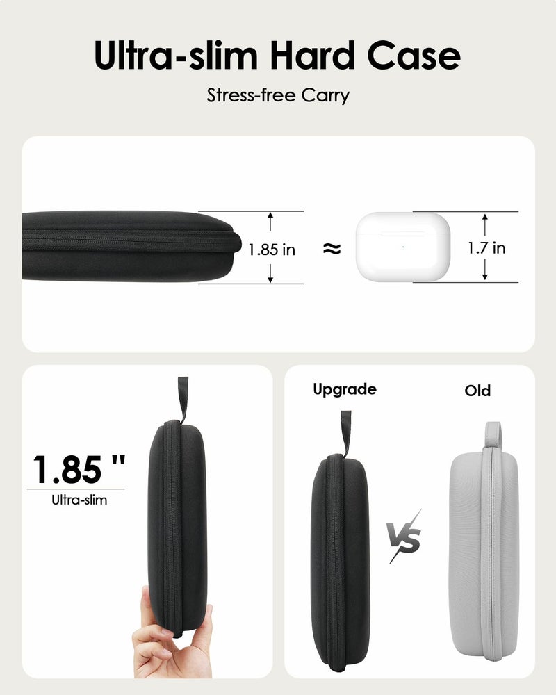 SQERO Headphone Case Hard Shell Super-Slim for Sony/JBL/Bose/Soundcore Anker/BERIBES KVIDIO TOZO JLab Over-Ear Headphones Universal Portable Travel Organizer Bag (Black) - Image 4