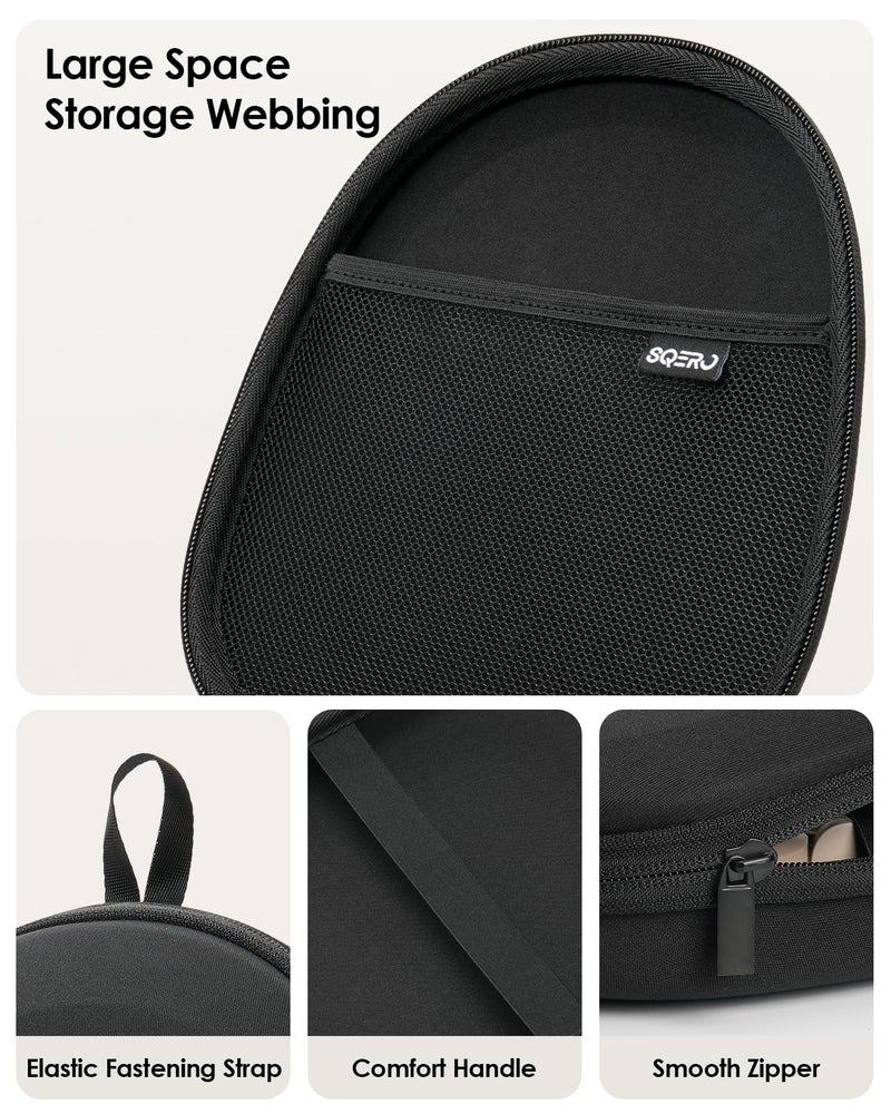SQERO Headphone Case Hard Shell Super-Slim for Sony/JBL/Bose/Soundcore Anker/BERIBES KVIDIO TOZO JLab Over-Ear Headphones Universal Portable Travel Organizer Bag (Black) - Image 5