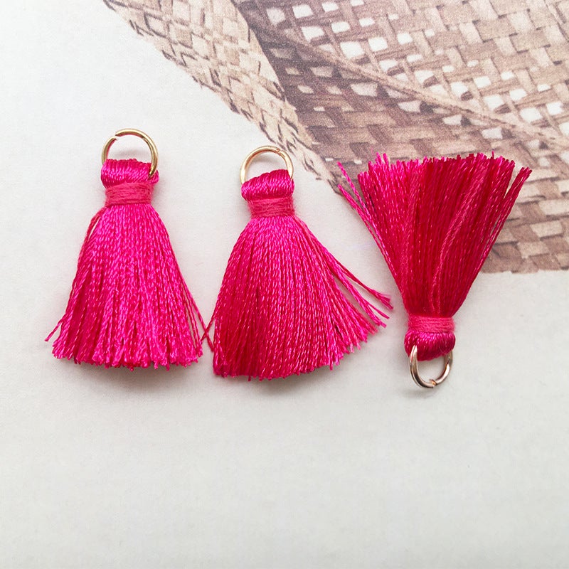 1 tassel handmade multicolor wholesale DIY handmade earrings keychain bag pendant accessories tassel hanging tassel Rose red tassel -14738