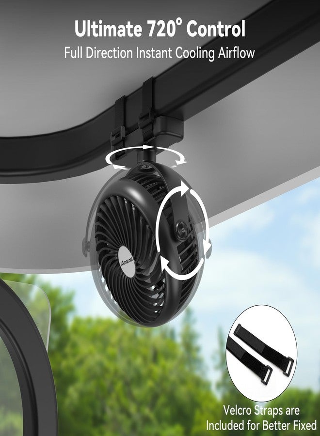 AMACOOL مروحة جولف كارت مغناطيسية من AMACOOL متوافقة مع EZGO و Club Car و Yamaha، مروحة محمولة قابلة لإعادة الشحن بسعة 5000 مللي أمبير مع 3 سرعات هواء قوية، تعمل لمدة 40 ساعة، ملحقات أساسية لجولف كارت - Image 5