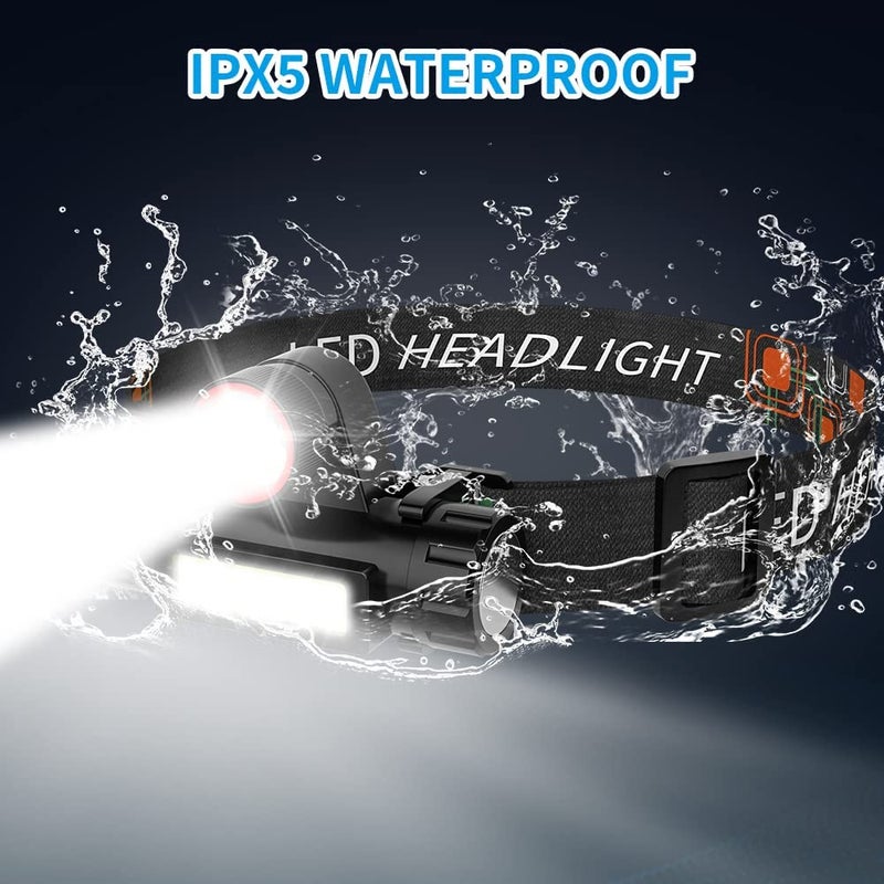 Eis Metal Headlamp USB Rechargeable, Waterproof Headlight Flashlight with Zoomable Wide Beam | Led Head Lamp for Outdoor | Induction Adjustable Work Head Lamp for Camping, Fishing, Running - Image 3