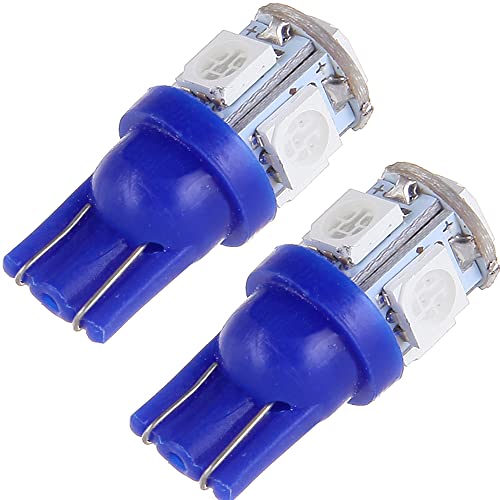 cciyu 194 Extremely Bright:LED Bulbs 5-5050-SMD Light Lamp License Plate Light Lamp Wedge T10 168 2825 W5W Blue Pack of 2 - Image 4