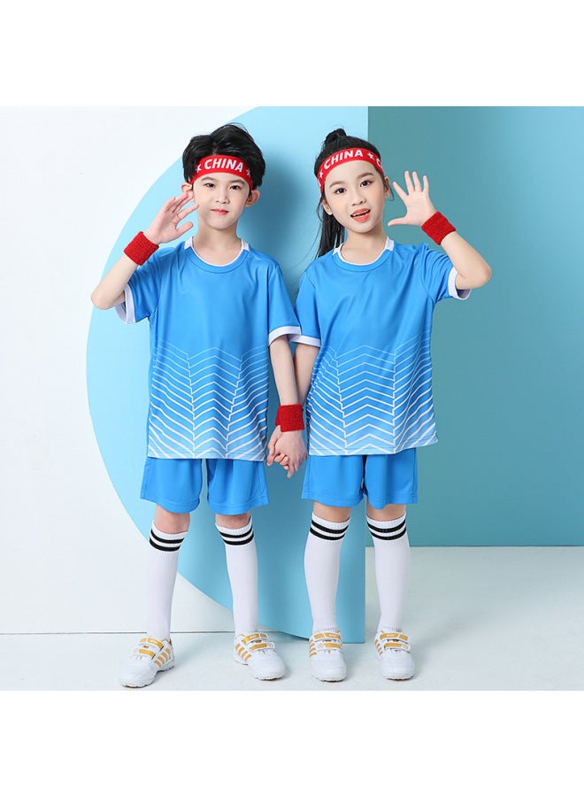Fb04-sky Blue Children's Football Uniform Suit Boy Summer Competition Training Uniform Primary School Student Sports Team Uniform Youth Jersey Printing