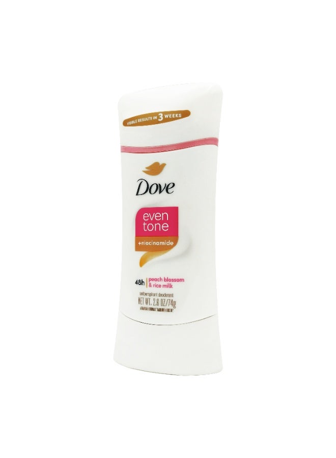 Dove Antiperspirant Deodorant Even Tone Niacinamide Peach Blossom & Rice Milk 48h 74g - Image 1