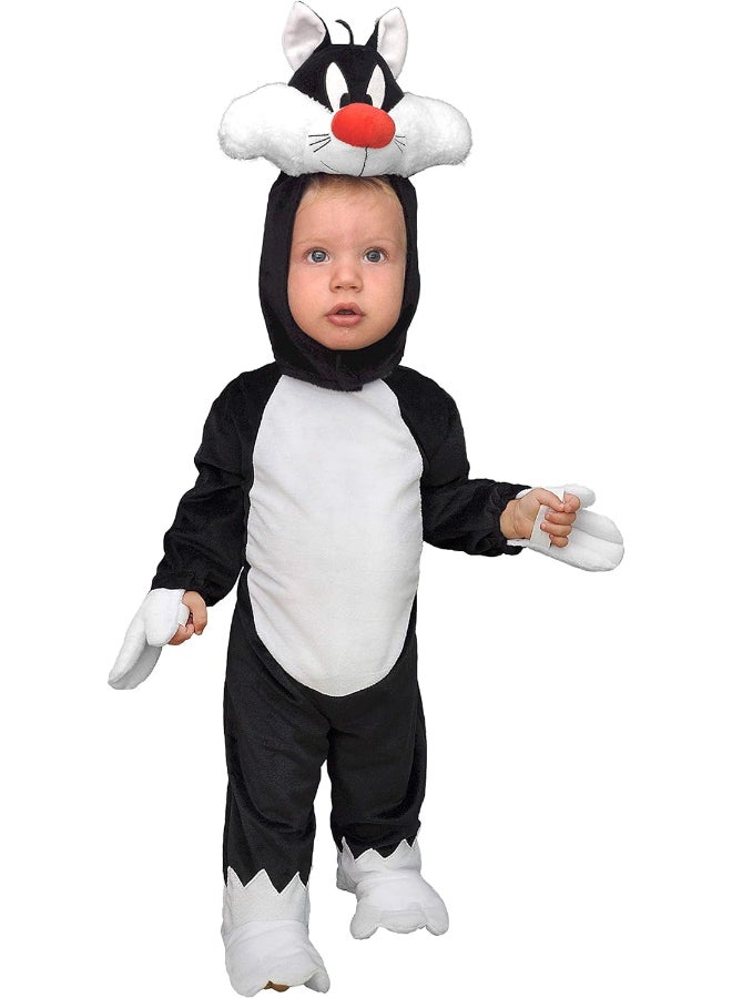 Ciao Sylvester Cat Baby Costume 1–2 Years – Official Looney Tunes Infant Outfit with Jumpsuit & Bonnet | Plush Baby Costume for Halloween, Parties & Photos | Warner Bros Licensed - Image 1