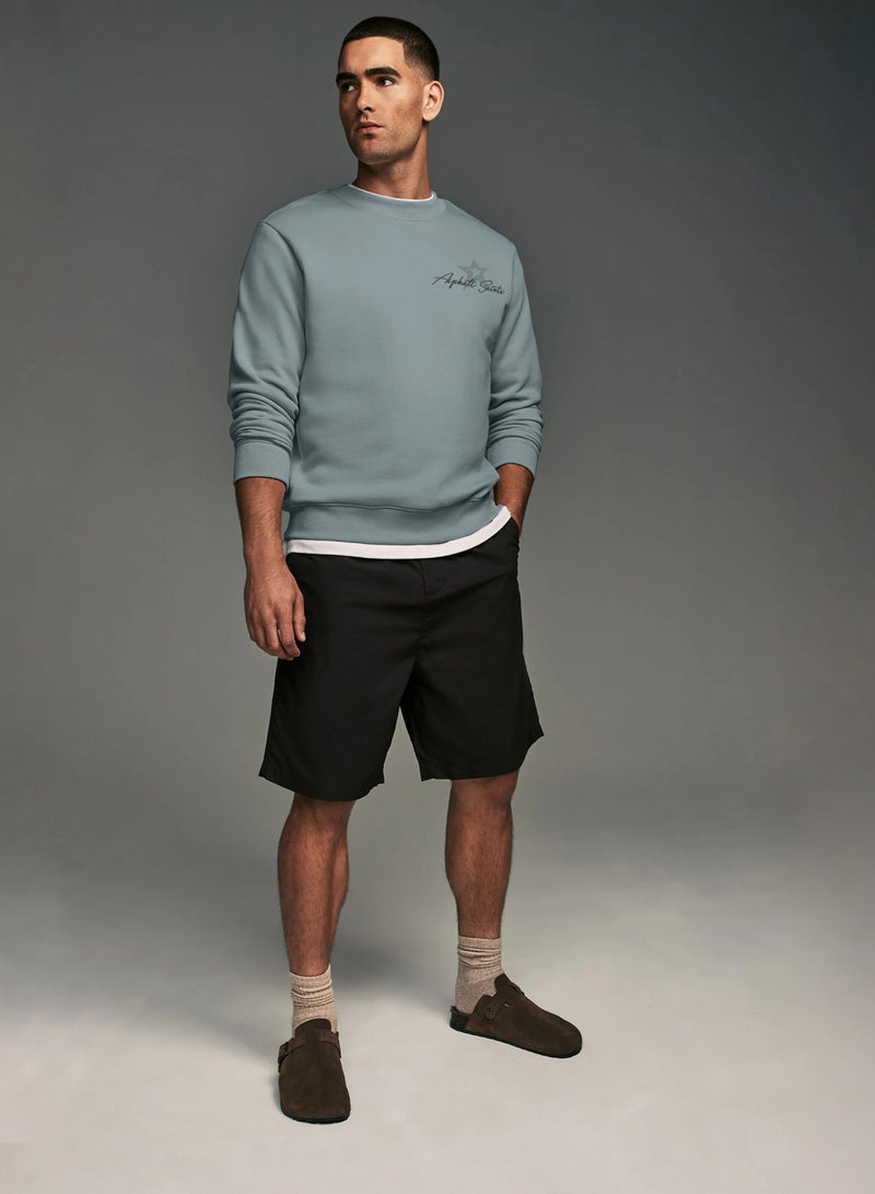 Maniac Mens Printed Round Neck Full Sleeve Black Cotton Fleece Oversized Sweatshirt - Image 2