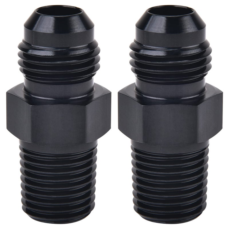محول تركيب أنبوب ألومنيوم مستقيم أسود 2PCS من EVIL ENERGY 6AN ذكر فليير إلى 14 NPT