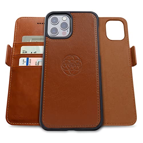 Dreem Fibonacci Wallet Case for iPhone 13 Pro Max | 2-in-1 Detachable Vegan Leather Cover with Built-in Kick-Stand, RFID Blocking Card Holder, MagSafe Compatible[Caramel] - Image 1