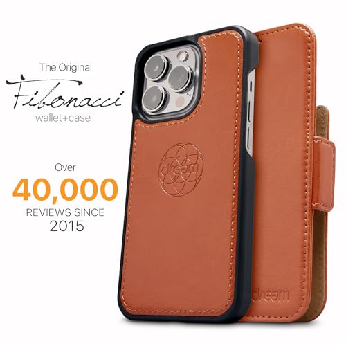 Dreem Fibonacci Wallet Case for iPhone 13 Pro Max | 2-in-1 Detachable Vegan Leather Cover with Built-in Kick-Stand, RFID Blocking Card Holder, MagSafe Compatible[Caramel] - Image 4