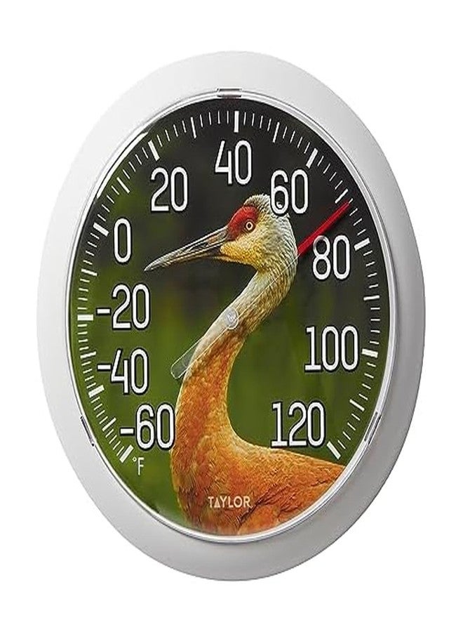 Taylor Nature Series Sandhill Crane Indoor Outdoor Dial Thermometer, Easy to Read Wall Decor for Patio, Pool, Yard, Garden or Garage, 8.5 Inch, Gray Bezel - Image 1