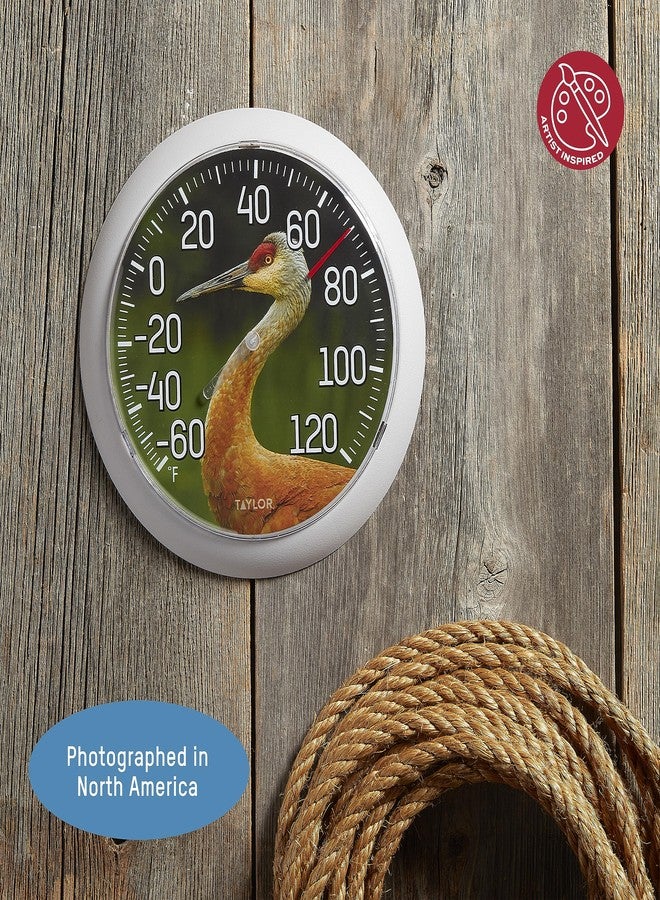 Taylor Nature Series Sandhill Crane Indoor Outdoor Dial Thermometer, Easy to Read Wall Decor for Patio, Pool, Yard, Garden or Garage, 8.5 Inch, Gray Bezel - Image 3