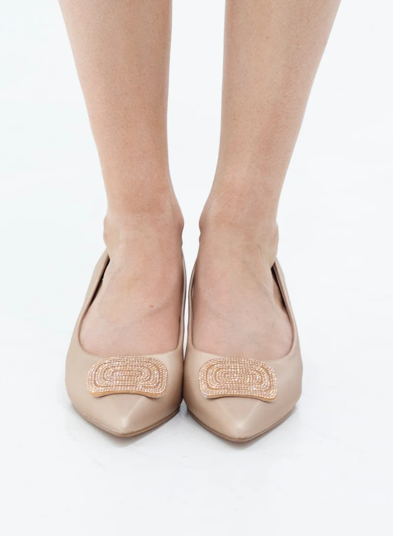 LAMARAPARIS Hayko 5cm heel satin court with sqr diamante trim rose gold