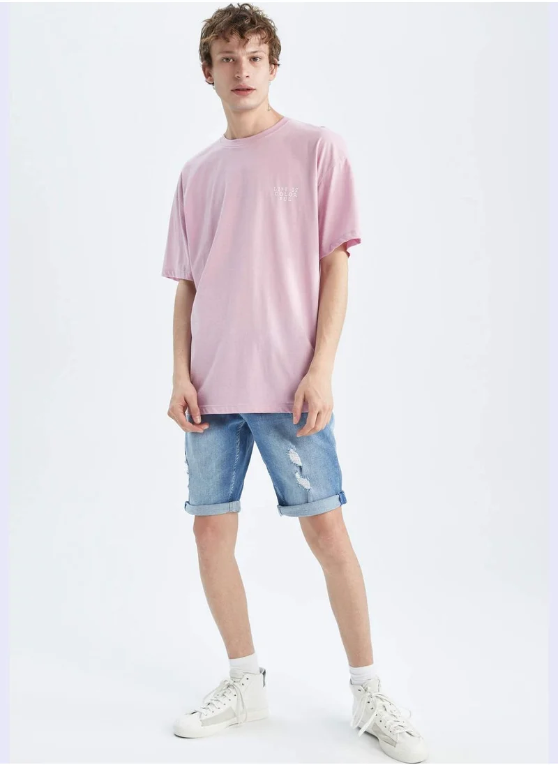 DeFacto Slim Fit Distressed Midi Short