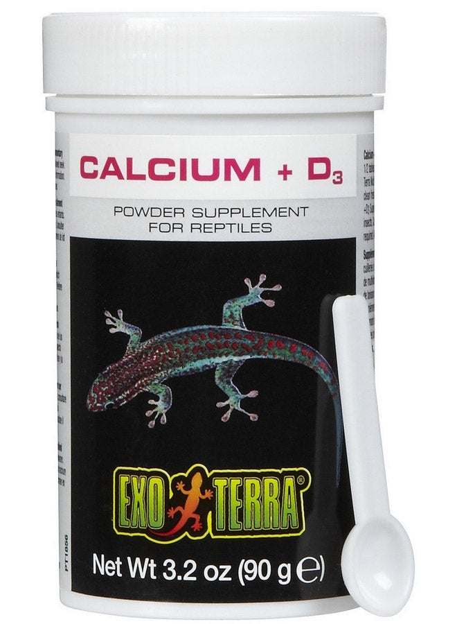 Exo Terra Exo Terra Calcium + D3 Powder: Ultra-fine, Phosphorus Free Formula Boosts Bone Health & Calcium Absorption Ideal for Insects, Fruits & Veggies 3.2 oz. - Image 1